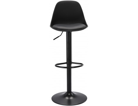 Krzesło barowe kosmetyczne fryzjerskie fotel z oparciem czarne Outlet - 6
